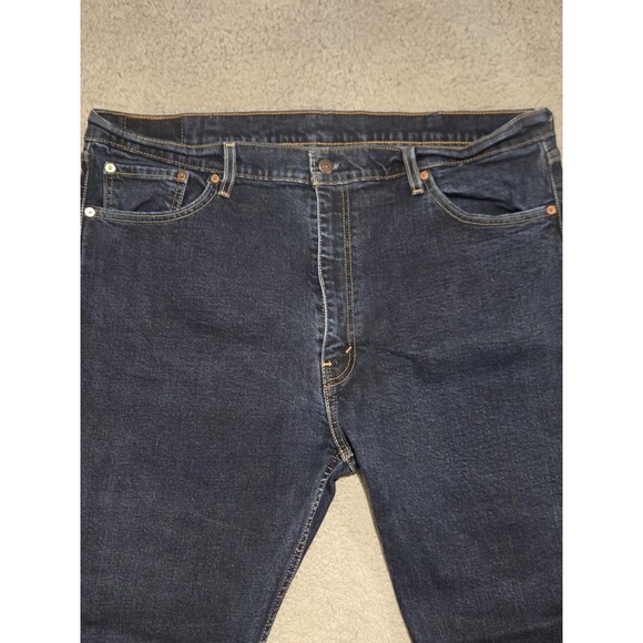 Levis 505 Jeans Mens 40x29 Blue Dark Wash Straight Leg Zip Fly Stretch Denim - Picture 4 of 10